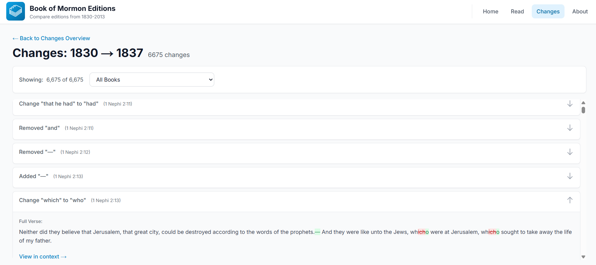 Viewing changes between 1830 and 1837 editions